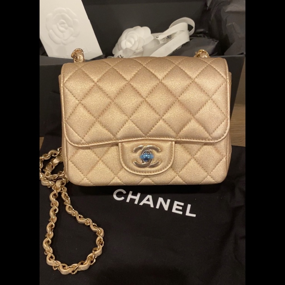 SOLD Chanel 21P Square Mini Flap in Gold - NWT